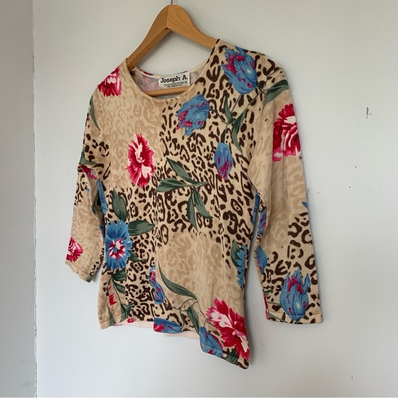 Y2K JOSEPH A. LONG SLEEVED LEOPARD FLORAL - Picture 2 of 6